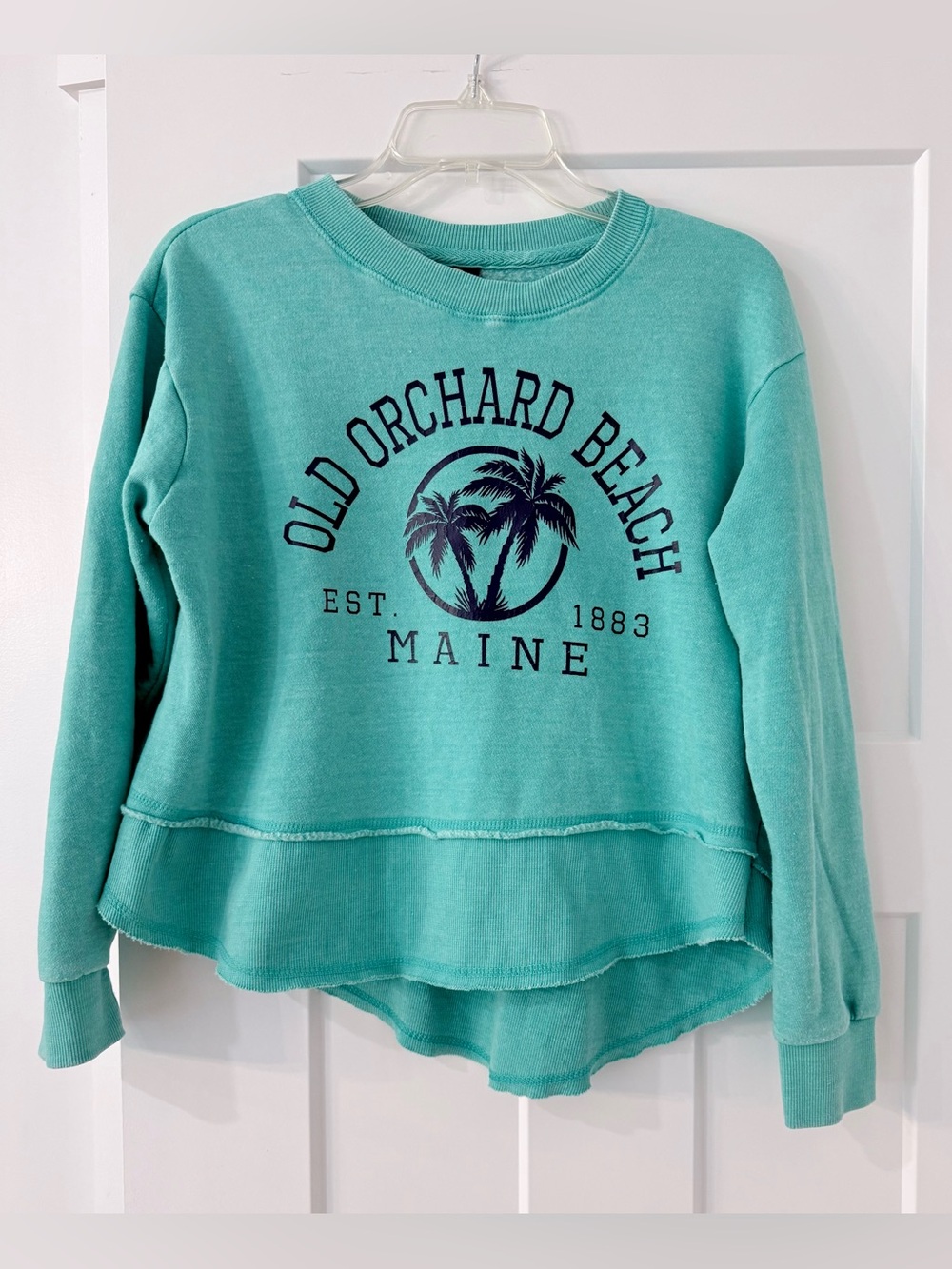 Sunsations Old Orchard Beach Teal High Lo Sweatshirt New Size Medium
